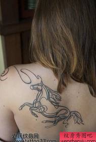beauty back simple horse tattoo pattern
