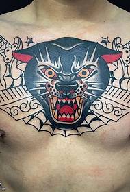 жестокая черная пантера татуировка на груди