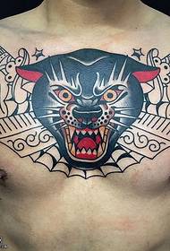 apẹrẹ tatuu dudu panther dudu lori àyà