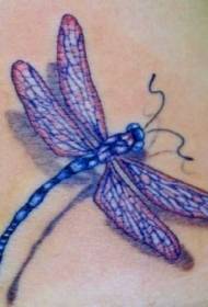 hermoso patrón de tatuaje de libélula púrpura 3D