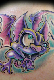 ljubičasti crtani vampir šišmiša uzorak tetovaža