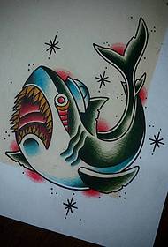 manuscris de model de tatuaj rechin vechi școală culoare
