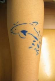 сулуу көк сызык дельфин тату үлгүсү