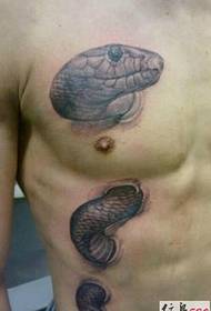 živopisna 3D zmija tetovaža slika