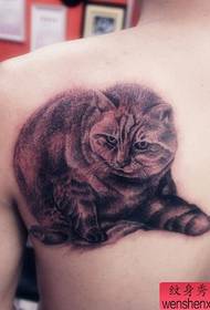 चांगले दिसत गोंडस मांजर टॅटू नमुना