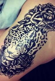 rosa neru è tatuaggio di leopardo neru 135026 - legna moderna stilizata di tola di leopardo umanu di culore