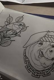 manuscript line flower piglet tattoo pattern