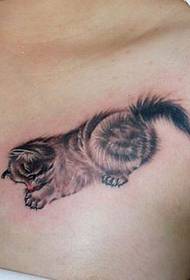 skönhet bröstet söt liten katt tatuering mönster