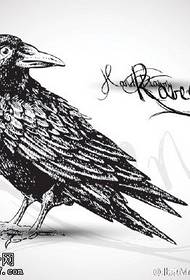 modello di tatuaggio corvo classico dipinto a mano