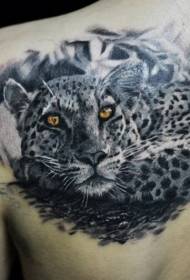 плечо реалистичный великолепный рисунок татуировки леопарда