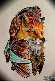красив модел на татуировка на лисица Петел