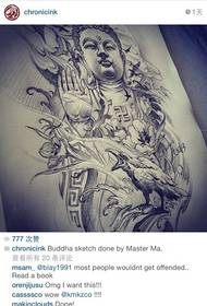 modello di tatuaggio corvo e partner Buddha