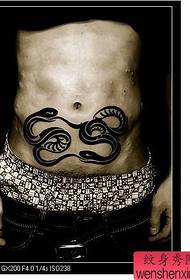 ຮູບແບບການສັກຢາສັກງູງູ: Abdomen Totem Snatt Tattoo Pattern