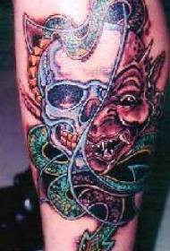 demon python color tattoo pattern