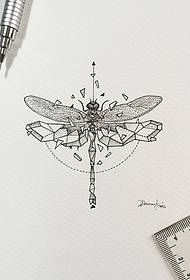 DragonflyGeometric Line Tattoo Pattern Manuscript