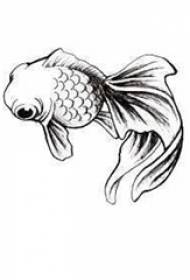 Svart skisse kreativ personlighet søt liten gullfisk tatoveringsmanuskript