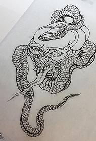 手稿素描python紋身圖案
