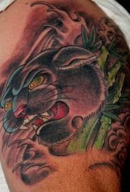 bambus und panther kopf tattoo muster