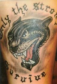 Gamba nera grigio nero pantera testa tatuaggio modello