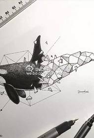 ракопис реална геометриска шема на тетоважа на ајкула тотем