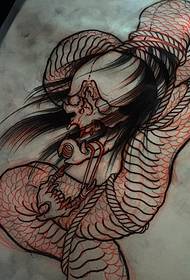 Japanese style nab lub cev pob txha taub hau tattoo tattoo ntaus cov sau