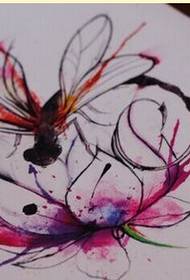slikovita slika rukopisa ljepotice s tetovažom lotosa tinte
