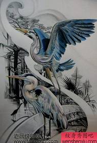 a white crane tattoo manuscript tattoo pattern