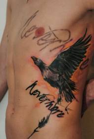boczne wrony czarne kruki z wzorem tatuażu litery