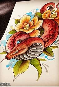 väri pioni käärme tatuointi käsikirjoitettu kuva