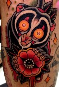 leg color old school style lemur tattoo picture