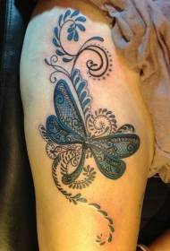 bellissimo modello di tatuaggio pianta di vite blu