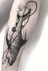 Образец татуировки акулы руки 134507 - Образец татуировки ноги акулы