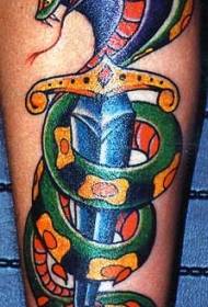 vecās skolas krāsu kobra un dunča tetovējuma raksts