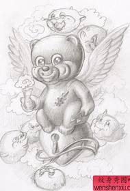gambar pola tato lucu beruang sayap sketsa