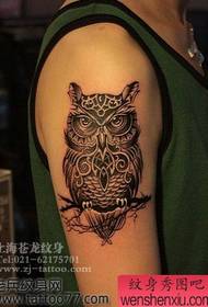 modèle de tatouage hibou beau bras classique