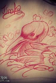 Pola Manuskrip Tattoo Tatas Swan berwarna