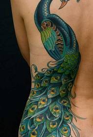 Waist Beautiful Flower Peacock Tattoo Pattern