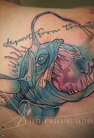 padrão de tatuagem de tubarão grande ombro aquarela