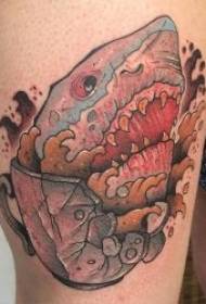 Shark Tattoo Figur 9 hård munks tatueringsmönster med haj-tema