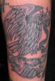 Meksikas ērgļa čūskas un kaktusa tetovējums