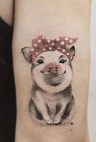 Conjunto temático de porco de padrões de tatuagem de leitão 9 folhas