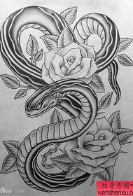 a classic popular black and white snake tattoo manuscript