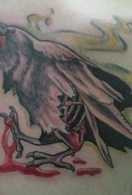 Zombie Crow en Bloodstain Tattoo Patroon