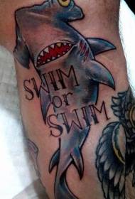 Kolor nóg Ilustracja Styl Kolorowy tatuaż rekina młota