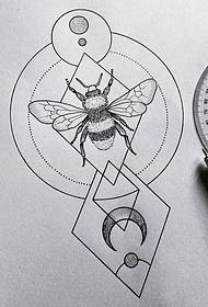 escola geométrica abelha lua tatuagem tatuagem padrão manuscrito