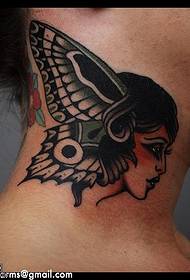 Butterfly elf μοτίβο τατουάζ στο λαιμό