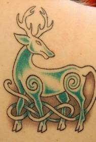 Motif de tatouage de cerf celtique de couleur arrière