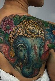 tillbaka akvarell elefant tatuering mönster