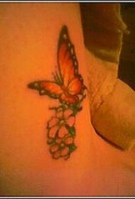 Modello tatuaggio fiore farfalla monarca