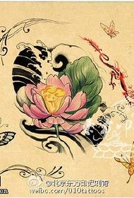 Sessizce çiçek açan lotus kelebek dans dövme deseni